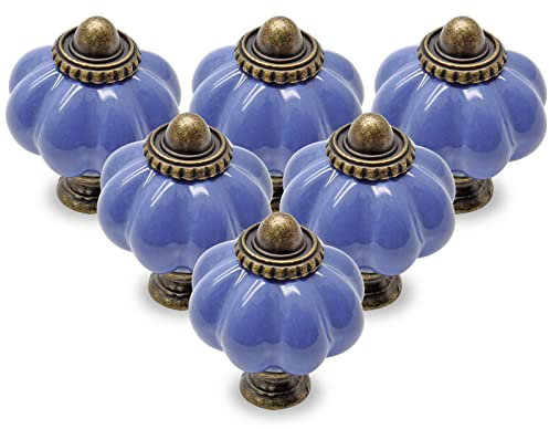 Seimneire 12 Stück Türknäufe in Türkisblau, Vintage-Keramik-Schrankknäufe, Kommodenknäufe, Schubladenknäufe, Schubladengriffe, Kommodengriffe mit Befestigungsschrauben