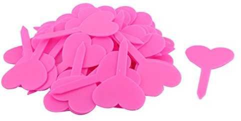 Ruilogod Plastic Household Garden Heart Shaped Plant Seed Tag Label Marker Stick 50pcs Pink (id: 7b2 bdf a86 175 6b8