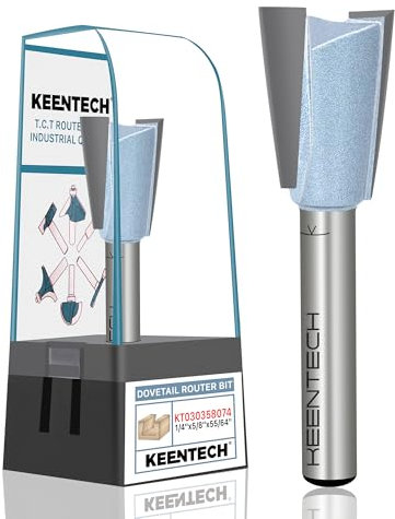 KEENTECH Schwalbenschwanz-Fräser-Bits 7-Grad-Winkel mit 1/4-Zoll-Schaft, Schwalbenschwanz-Bit in Industriequalität zur Herstellung von Schubladengelenken, Schränken und Kisten es (KT03) 0358074)