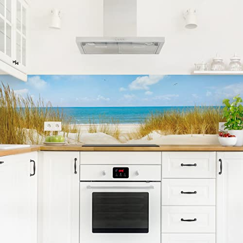 Bilderwelten Küchenrückwand Folie Glänzend 40x140 cm Strand an der Nordsee Spritzschutz Fliesenspiegel Küche-Rückwand Motiv Klebefolie