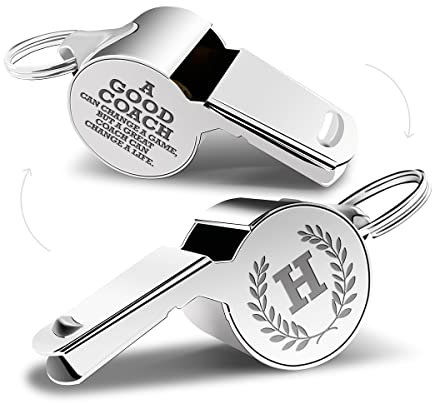 Initiale Coach Geschenke, Pfeife für Trainer, Pfeife Notfall, personalisierte Monogramm Trainer Pfeife mit Schlüsselband für Männer Frauen Lehrer Schiedsrichter Schule Sport Outdoor, Buchstabe H