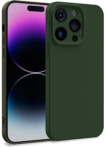 MyGadget Cover per iPhone 14 Pro - Custodia in Silicone Morbido a Doppio Strato – Case con Protezione Fotocamera & Fodera Interna Antigraffio - Verde oliva