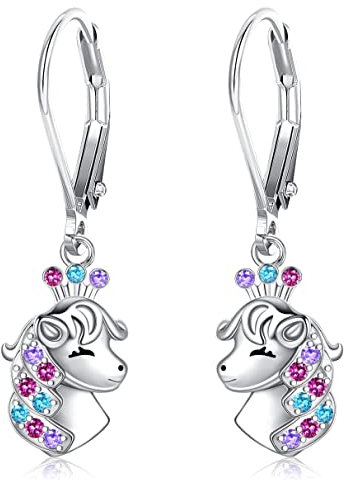 ORAZIO Glücklich Pferd Ohrringe Creolen Sterling Silber 925 für Frauen Mädchen, Baumeln Niedliche Pferde-Ohrringe Hängend für Pferdeliebhaber, Hypoallergen Silber Schmuck Geburtstag Geschenk