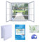 JIT-FUNG Fliegengitter Fenster, Zuschneidbares Moskitonetz, Insektenschutz mit Starkem Klettband [SPURLOS] & Zuschneider, Fliegen Netz ohne Bohren – Weiß, 130 x 155 cm (Quadrat, Satz von 1)