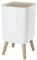 LOVIVER Trash Can, Nordic Imitation Wood Grain Garbage Can with Press Top Cover High Foot Dustbin with Press Cover Trash Can Bin for Bedroom, Kitchen, Square