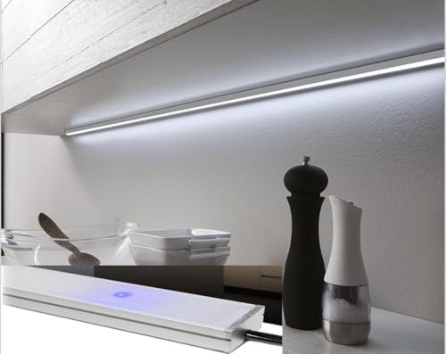 Teramo led Barra Led Sottopensile Su Misura Luce A Scelta Interruttore TOUCH Profilo PIATTO Made In Italy (140 CM, LUCE NATURALE)