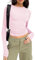 Women's Slim Fit Crop Tops Casual Solid Color Crew Neck Long Sleeve Tight T-Shirt Basic Blouse Tee Tops (Pink, S)