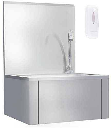ZEYUAN Handwaschbecken mit Wasserhahn und Seifenspender Edelstahl, Aufsatzwaschbecken, Bathroom Sink, Waschtisch, Ablaufgarnitur, Aufsatzbecken - 51114