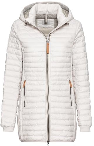 camel active Damen Steppjacke mit Abnehmbarer Kapuze Perlweiß, womenswear-44