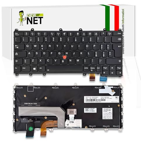 new net - Tastiera Compatibile con Lenovo Yoga X380 (Type 20LH 20LJ), 370 (Type 20JH, 20JJ), 260 (Type 20FD, 20FE) [Frame Nero - Trackpoint - Retroilluminata - Layout ITA]