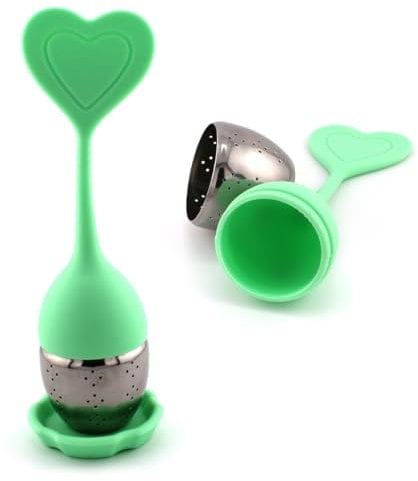 Gaucho Cebar Tea Strainer, 304 Stainless Steel Tea Strainer with Silicone Base, Reusable Tea Strainer, Strainer for Most Cups, Heart Shaped Tea and Herb Strainer