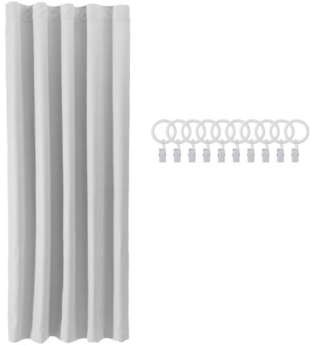 JEMIDI Rideau Thermique 140x240-1x Rideaux Thermiques Isolants Anti Froid et Chaleur avec 10 Anneaux et 10 Pinces - Doublure Occultant Isolant pour Porte d'Entrée Fenetre Vitre