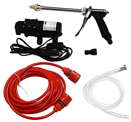 Idropulitrice Elettrica 12V 100W, G1/2 Filettatura Esterna Pompa Elettrica Portatile per Idropulitrice Set Spruzzatore Acqua per Auto per Auto Biciclette Giardini Condizionatori