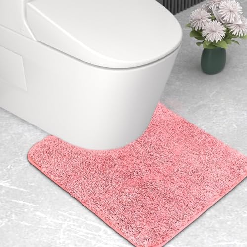 wyewye Mikrofaser-Badvorleger, WC-Vorleger, 2 cm, super dicker Badteppich, super saugfähig, 50 x 50 cm, U-Form, Rosa