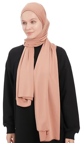 Ayisah Jersey Kopftuch Damen Hijab Muslimisch - Helles Braun Viskose Jersey Hijab Kopftuch Für Damen - Dehnbar Moderne Islamische Hidzab Kopftücher Schal - Hidzab Kopftücher 70x180 cm (Helles Braun)