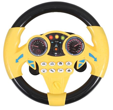 FOYTOKI Kinderlenkrad Spielzeug Mit Musik Interaktives Lenkrad Für Simulation Und Rollenspiel Bunte Farben Einfacher Einbau Für Verschiedene Spielzeugautos Geeignet Lernspielzeug Für