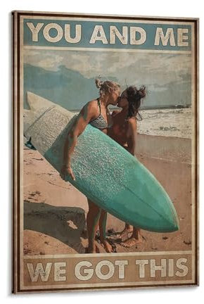 Lgbt Surfing You And Me We Got This Vintage-Poster, Gemälde, Leinwand, Wandkunst, Wohnzimmer, Poster, Gemälde, 50 x 75 cm