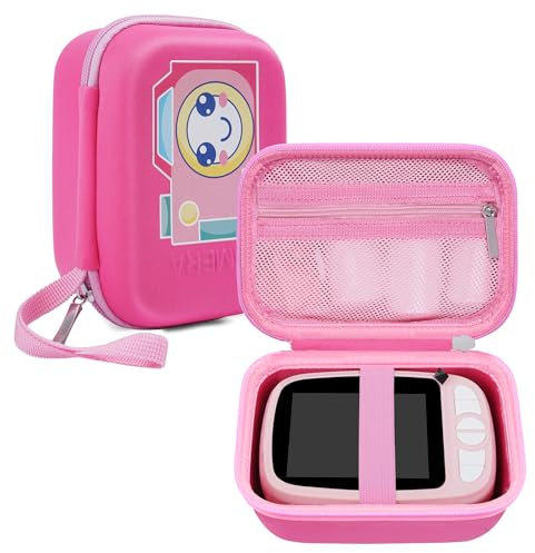 Misilmp Kinderkamera Tasche, Sofortbildkamera Schutzhülle Tragetasche mit Innentasche Kompatibel für Uleway/GlobalCrown/Gofunly/Hiievpu Digital Kamera Fotopapier Zubehör Organizer Rosa (nur Hülle)