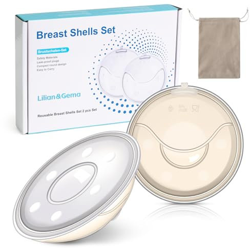 Lilian&Gema Breast Milk Collector, 2 x 30ml Milk Collection Shells, Milk Let Down Catcher, Soft Silicone, Massage Design, Leak Protection, Save Breastmilk, Reusable, BPA-Free