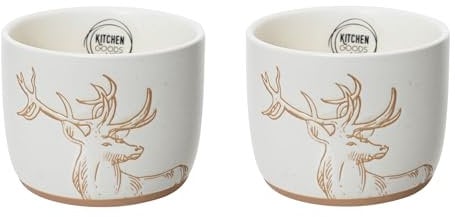 Kaemingk Servierschalen 9x7cm Keramik mit Hirsch Motiv 2er Set - Schalen für Tapas Antipasti Fingerfood - Snackschalen Dipschalen - Serviergeschirr Schälchen Dipschälchen