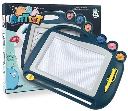 MeoZynxadril Pizarra Magnetica Infantil, 27.5x21.5CM Tablero Magnetico Niños, con 3 Sellos y 1 Bolígrafo, Pizarra Magica Borrable en Color, Tableta Niños Escritura, Juguetes para Niños Infantiles