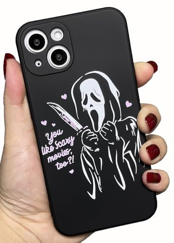 Cool Scary Case for iPhone 16 6.1 inch, Scream Horror Anime Printed, Cute Halloween Skull Skeleton Design for Women Men Boys Girls Soft TPU Silicone Shockproof Phone Case for iPhone 16