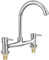 Hemobllo Mitigeur D'évier De Cuisine Bridge Robinet D'évier De Cuisine 2 Trous Robinet De Lavabo Double Trou Commandes Séparées Pour Eau Chaude Et Froide Robinet Pivotant À 360°