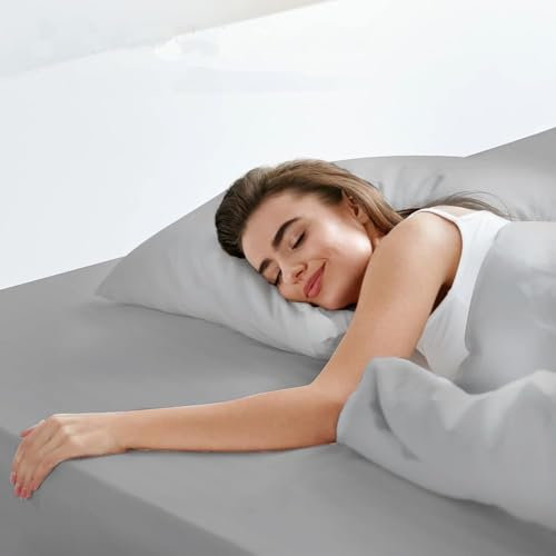 LuxClub Spannbettlaken 90x200 cm, Gebürstete Polyester-Mikrofaser Bettlaken, Bequemes Strapazierfähiges Spannleintuch, 30cm Tiefe Tasche Matratzenbezug, Hellgrau