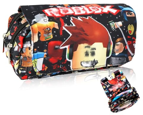 Amazluck Kinder Federmäppchen, Cartoon Mäppchen Doppellagiges Stiftetui Tragbares Federtasche, Groß Kapazität Federmäppchen Reißverschluss Mäppchen Geschenke für Mädchen Jungen Studenten(C)