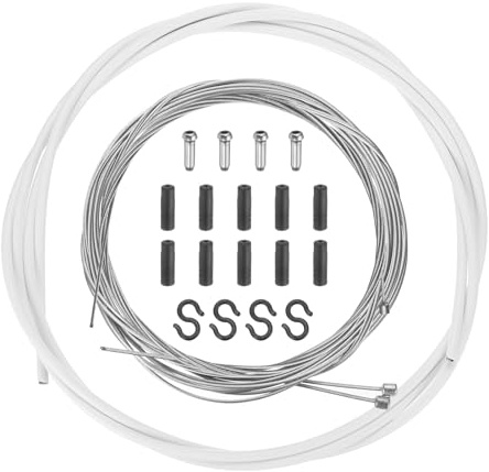 sourcing map Bicycle Shift Cable Housing Set Universal Bicycle Brake Gear Shifter Transmission Cable Cycling Shift Wire Housing Replacement Kit for Road Mountain Bicycle Cycling, White