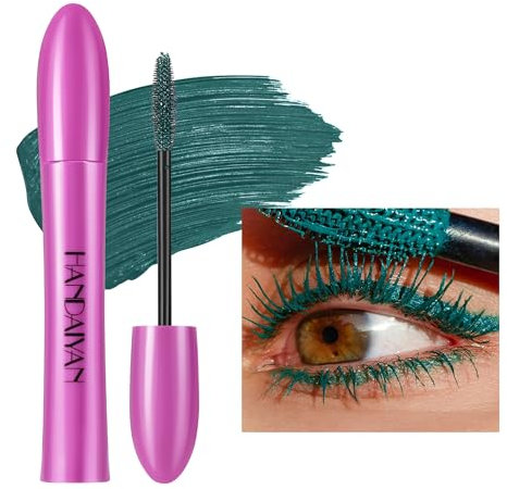 GL-Turelifes Colorful Mascara Bunte Fasermascara Charmante,dicker Pinsel,Curling, langlebige Mascara mit dicken und langen Wimpern, wasserdicht und wischfest (#6 Dunkelgrün, Stück)