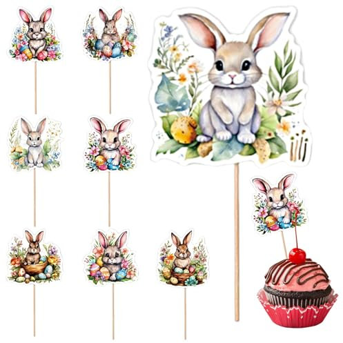 Cupcake-Topper mit -Motiv, niedlich, bunt, 8 Stile, Essens- -Picker, Kuchendekoration, Tages-Kuchenaufsatz für Babyparty, Partyzubehör