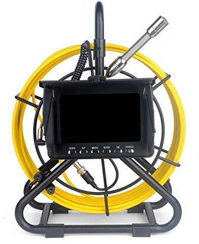 Rohrinspektion Videokamera, 30 M IP68 Water Proof Drain Rohrkanal -Inspektionskamera mit 5 in LCD -Monito 1080p Rohrinspektion Videokamera mit 6W LED -Leuchten (50M)