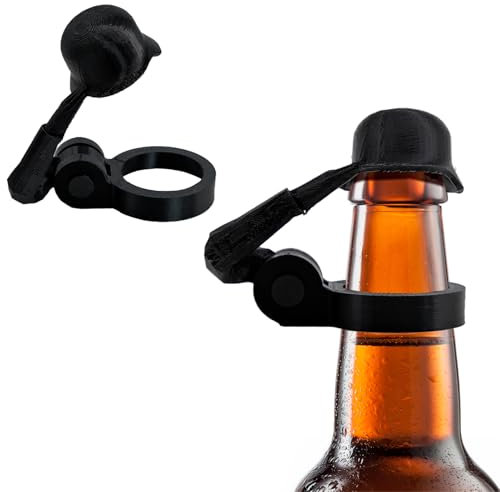 Soldat Salut Bierflaschen, Flaschenverschlüsse,8 x 4 x 5,3 cm,Lustiger Salute-Soldaten-Bierhelm,Wiederverwendbar, Dekorative Kappen, Staubdichte Schutzkappen für Veteranen, Aktive Soldaten (Schwarz)