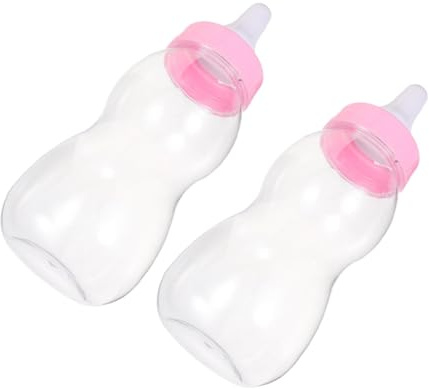 FUNNETOYU 2Pcs Pink Bottle Saving Bank Clear Transparent Coin Jar Money Box for Spacious Storage Removable Design Decorative Shower Centerpiece