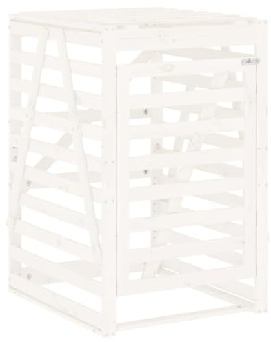 Cache Poubelle Extérieur, Abri Rangement de Poubelle Blanc Bois Massif de pin