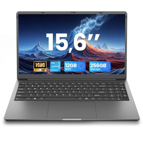 jumper Laptop 15,6 Zoll FHD Display, 12 GB RAM 512 GB ROM TF Erweitern 512GB, 5205U Prozessor Notebook(bis zu 2,3 GHz), 2 Stereo-Lautsprecher/USB 3.0/Typ-C/Zehnertastatur
