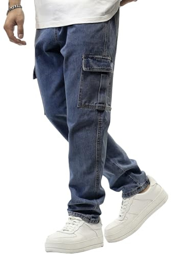 JMIERR Baggy Jeans Herren 2026 Baumwolle Stretch Hosen Vintage Y2K Hip Hop Denim Hose Loose Fit S-3XL