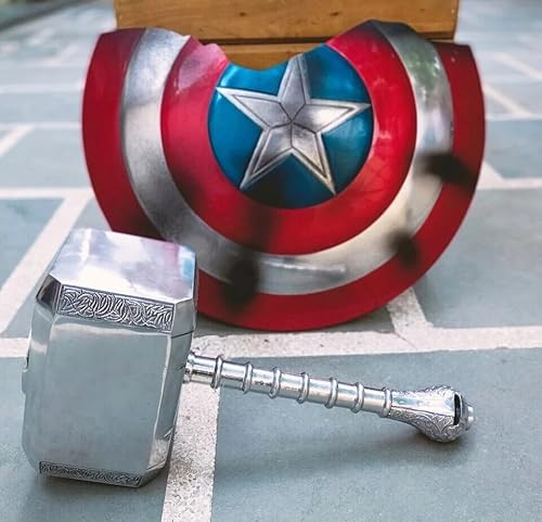 Halloween Captan America Shield with Mjolnir Thor Hammer 1:1 Replica Gifts