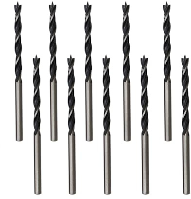 10 Pcs 4mm Wood Drill Bits, Carbon Steel Brad Point Drill Bit Set for Accurate Wood Drilling