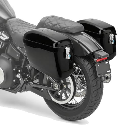 MENDUNER 45L Motorrad Seitenkoffer mit Montagesatz, Abschließbare ABS Hartschalen Satteltaschen, Universal Seitentasche für Cruiser Chopper Touring, Wasserabweisende Motorrad Tasche Schwarz