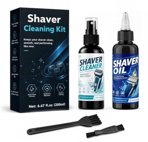DINGSEN Shaver Cleaner and Oil Kit – Deep Cleans & Extends Blade Life | 100+100ml Clipper Oil and Cleaner Kit,Dissolves Hair & Dust,Reduces Friction & Rust,Includes 2 Brushes,For Home & Salon Use