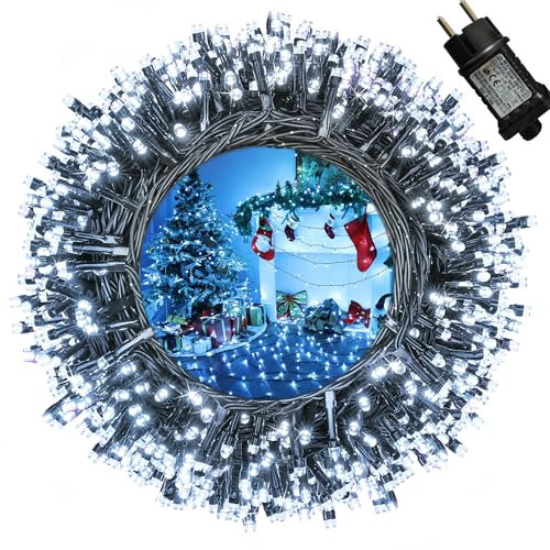 Qedertek Luces de Navidad, Cadena de Luces 20M 200 LED, Guirnalda de luces 8 Modos, Luces Blanco Firo Decoración de Hadas, Iluminación de Navidad de Interior para Arbol de Navidad, Boda