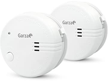 Garza - Pack de 2 Detectores de Humo Mini, Diseño Ultracompacto, Sensor Fotoeléctrico, Alarma 85dB, Batería 9V Incluida, Instalación sin Cables, Indicador LED y Botón Test