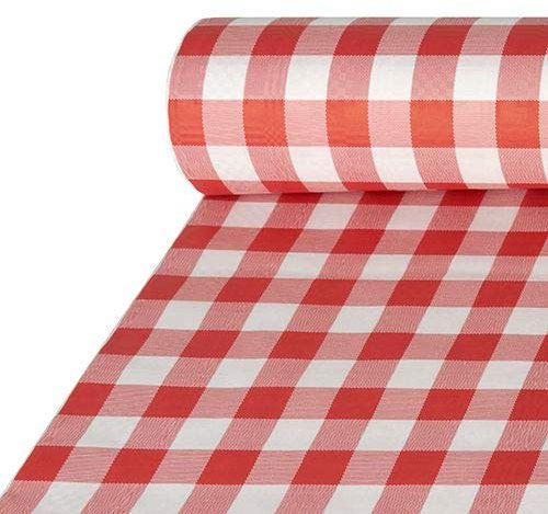 PAPSTAR 5 Papiertischtuch mit Damastprägung 50 m x 1 m rot Vichy Karo 87101 Tischdecke Oktoberfest Wiesn Bayrisch