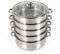 WUPYI2018 Hervidor de Vapor de Acero Inoxidable, 4 recipientes para cocinar al Vapor, con Tapa de Cristal, Acero Inoxidable, 30 cm