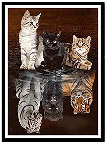 LUKDUNG 5D Diamant Painting Bilder Full Groß, Diamant Malerei for Erwachsene und Kinder, DIY Diamond Painting Set Strass Stickerei Kreuzstich Handwerk für die Wanddekoration (DREI Kätzchen) 12×16in