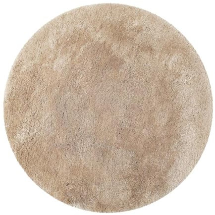 Homie Living Badteppich, Badematte kuscheliger Flauschiger weicher Flor l rutschfest und Waschbar Porto Azzurro (90 cm rund, Taupe)