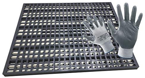 Montidistribuzione Conigli Fondo Posatoio Monoblocco in PVC per Gabbie Conigliere. Kit da 2 Pezzi. Omaggio Guanti da Lavoro in NBR. Cm 45,6 x 54,3 x H 1,9