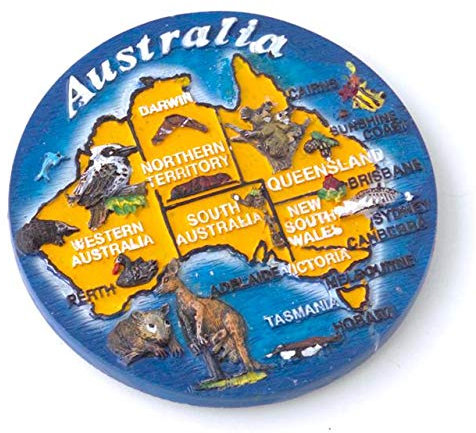 Magnet Australien 'Australian Map' rund, Küchenmagnet, 7 cm (Australian Souvenir)